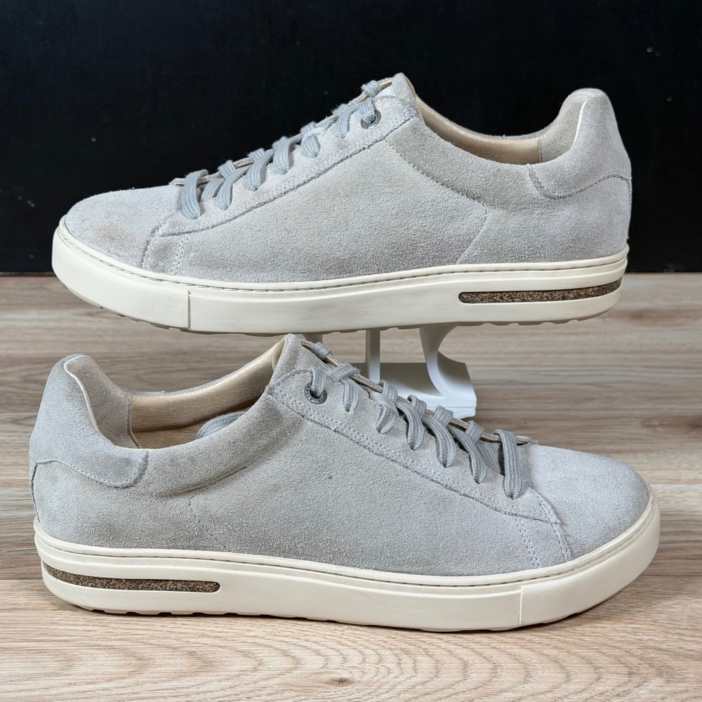 Birkenstock Bend Low Womens Size 9 Grey White Suede Lace Up Sneakers Preppy
